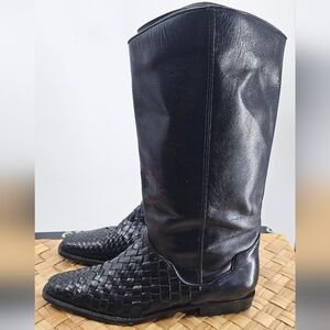 Unisa Tall Black Leather Boots Size 38